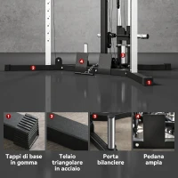 SPORTNOW Stazione Fitness per Allenamento Totale con Sbarra per Trazioni e Bilanciere, in Acciaio, 170x139x200 cm, Nero(m-7)