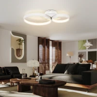 HOMCOM Candeeiro de Teto LED 40W Candeeiro Moderno com Iluminação LED 3000K/4000K/6500K 59x38x7,4 cm Branco(m-8)