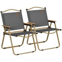 Outsunny Set 2 Sedie per Esterni Pieghevoli con Braccioli Grigio