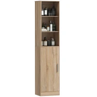 HOMCOM Mobile Colonna Bagno a 2 Armadietti con 6 Ripiani Regolabili, in Legno, 40x35x180 cm, Color Legno(m-10)