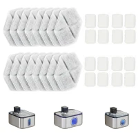 PawHut 16 pcs Filtre Fontaine Eau Chat, Distributeur d'Eau filtrante pour Chat et Chien, Triple Système de Filtration, Blanc(m-12)