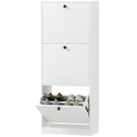 HOMCOM Schoenenkast, 3 Lades, voor tot 12 Paar Schoenen, Spaanplaat, Wit(m-10)