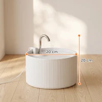 PawHut Ceramic Cat Water Fountain for Drinking, 2.2L Pet Water Fountain with Ultra-Quiet Pump, 4-Layer Filtration, Tap(m-3)
