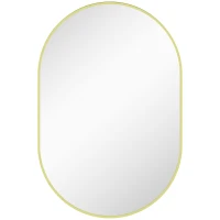 HOMCOM Espelho Casa de Banho 60x90 cm Espelho Decorativo de Parede com Estrutura de Alumínio Horizontal ou Vertical Dourado(m-1)