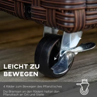 Outsunny Hochbeet Poly Rattan mit Rollen Pflanzkasten mit Abflusslöchern Blumenkasten Blumenkübel Kaffee-Braun 94,5 x 31 x 36 cm(m-6)