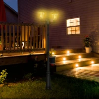 Outsunny Solar Gartenlaterne 2,5 m Gartenleuchte Wegleuchte mit 19 LED 10-500 Lumen 3000K Aluminium gehärtetes Glas Schwarz 22 x 72 x 248 cm(m-9)