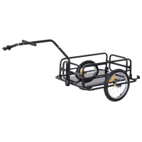 HOMCOM Aanhangwagen koppeling transportaanhanger fietskar bolderwagen zwart(m-16)
