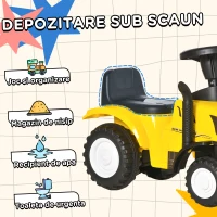HOMCOM Tractor pentru Copii Prevazut cu Loc cu Remorca Varsta 12-36 Luni Galben(m-16)