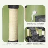 PawHut kattenboom krabpaal kattenkrabpaal klimboom sisal trap 170 cm beige/grijs(m-5)