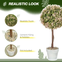 HOMCOM Set of 2 Decorative Artificial Plants, Murraya Flowers in Pot, Fake Plants for Home Indoor outdoor Decor, 60cm, Cream White(m-4)