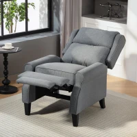 HOMCOM Poltrona Reclinabile 132° max in Tessuto Effetto Lino con Poggiapiedi, 74x84x102 cm, Grigio(m-9)