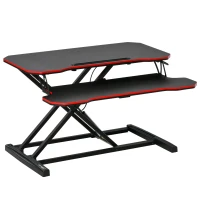Vinsetto Convertidor de Escritorio de Pie con Altura Ajustable de 11-50,5 cm Bandeja para Teclado Desmontable y Plataforma de 80x40 cm Estación de Trabajo 80x40x50,5 cm Negro(m-1)