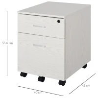 Vinsetto Cassettiera Portadocumenti Schedario per Ufficio 2 Cassetti e Serratura(m-3)