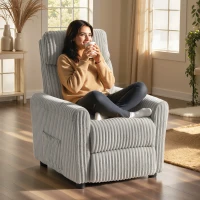 HOMCOM Poltrona Relax Reclinável Manual Estofada em Veludo com Apoio para Pés 73x86x100 cm Cinzento(m-5)