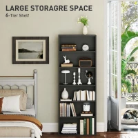 HOMCOM Six Shelf Bookcase - Black(m-4)
