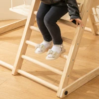 AIYAPLAY Escorrega Infantil 5 em 1 Estrutura de Escalada de Madeira com Escorrega Baloiço Cesto de Basquetebol 140x172,5x116,5 cm Madeira(m-9)