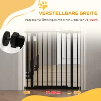 PawHut Veiligheidshek voor Huisdieren, Afscheidingshek, Beschermingshek, van Metaal en Kunststof, 74-80 cm, Zwart(m-7)