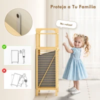 HOMCOM Armario de Baño Estrecho de Bambú con 2 Estantes Abiertos Cesto Extraíble y Diseño con Listones 40x30x95 cm Natural(m-7)