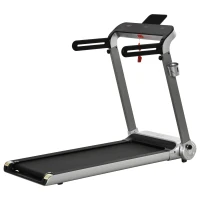 HOMCOM Tapis de course électrique pliable 1-15 km/h 735 W tapis roulant écran LED support tablette port USB bande extra-large antidérapant acier PP ABS 158 x 81 x 25 cm noir et argent(m-12)