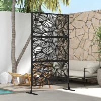 Outsunny Tuinafscheiding met bloemenpatroon, metaal, 122 x 45 x 198 cm, zwart(m-7)