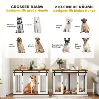 PawHut Hondenbench met 2 Deuren, Hondenbox, Transportbox voor Honden, Rustiek Ontwerp, Vergrendelbaar, Wit(m-8)