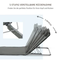 Outsunny 2-delige Strandmat Set, Verstelbaar, Opvouwbaar, 124L x 53B x 35-45H cm, Grijs(m-4)