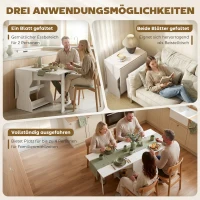 HOMCOM Klapbare Eettafel Keukentafel met Opbergruimte voor 2-4 Personen Klaptafel voor Kleine Ruimtes Eetkamer 160 x 60 x 75 cm Wit(m-4)