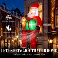 Outsunny 9.3ft Giant Christmas Inflatable Hanging Santa Claus Sitting w/ Reindeer, Gift Box(m-4)