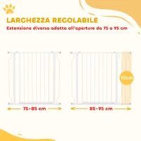 PawHut Cancelletto per Cani a Larghezza Regolabile con Doppio Blocco, in Acciaio e ABS, 76x75-95 cm, Bianco(m-3)