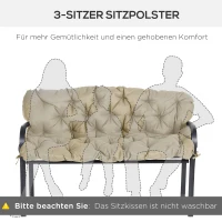Outsunny 3-zits bankkussen 150x98x8 cm bankkussen met bandjes, bankpolster voor tuinmeubelen Hollywoodschommel, Khaki(m-7)
