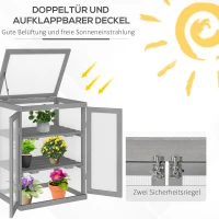 Outsunny Kas, Kweekkas, Transparant, Geschikt voor Buitengebruik, Hout+Polycarbonaat, 58 x 44 x 78cm(m-5)