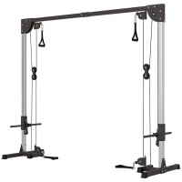 SPORTNOW Crossover Fitnessrek met Kabeltreksysteem, voor 1 of 2 Personen, Staal, Zwart(m-10)