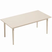 HOMCOM Eettafel voor 8 personen, moderne keukentafel met massiefhouten poten, 180 cm, crème(m-1)