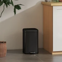 HOMCOM Coș de bucătărie 20 L cu capac cu închidere blândă și pedală, recipient interior detașabil, 28L x 35l x 45H cm, Negru(m-7)