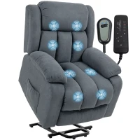 HOMCOM Power Lift Recliner Chair with Vibration Massage, Lift Chair for Elderly with Footrest, Remote, Side Pocket, Grey(m-11)