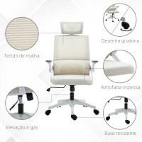 Vinsetto Cadeira de Escritório de Malha Giratória com Altura e Apoio para a Cabeça Ajustáveis 58x61x102-119 cm Bege(m-8)