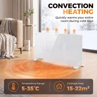 HOMCOM Smart Panel Heater Wall Mounted Freestanding, Electric Heater with Weekly Timer, Open Window & Anti-Frost, 2000W, White(m-5)