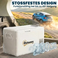 Outsunny 22 Liter Campingkoelkast, Autokoelkast, Koelbox met LED-Licht, AC- en DC-Adapter, Stille Werking, Crèmewit(m-7)