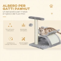 PawHut Albero Tiragraffi per Gatti in Peluche con Palo in Sisal, Cuccia e 2 Palline, 40x30x43cm, Grigio(m-4)