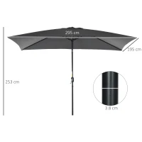 Outsunny 3x2m Garden Parasol Umbrella with Aluminium Pole, Tilt and Crank, Rectangular Outdoor Table Parasol Sun Shade for Patio, Black(m-3)