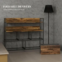 HOMCOM Rustic Chest of Five Fabric Drawers - Rustic Brown(m-6)