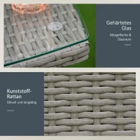 Outsunny Polyrattan Gartenmöbel Set, Outdoor Lounge Balkonmöbel für 2 Personen, 3-teilig Sitzgruppe, 2 Stühle, Tisch Sitzkissen, Gartenlounge für Garten, Terrasse, Balkon, Grau(m-7)