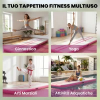 SPORTNOW Tappetino Gonfiabile per Ginnastica, 3,05 m con Pompa Elettrica e Borsa(m-7)
