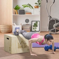 HOMCOM Box Jump a 3 Altezze Regolabili per Casa e Palestra, in Legno di Faggio, 45x40x60 cm(m-10)