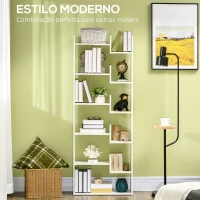 HOMCOM Estante para Livros de 6 Níveis Estante com 11 Compartimentos Abertos Anti-Tombo 61x21,6x162,6cm Branco(m-4)