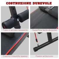 HOMCOM Panca Multifunzione con Vogatore a Molla e Schienale Regolabile e 2 Corde Elastiche, 55.5x137.5 cm Nero(m-6)