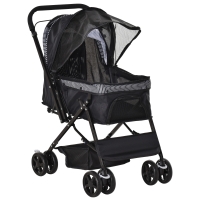 PawHut Hondenbuggy voor Kleine Honden en Katten - Oxford Zwart - 76,5 x 52 x 95 cm