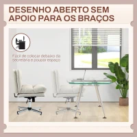 HOMCOM Cadeira de Escritório com Altura Ajustável Função Basculante Base Cruzada e Assento Amplo Cadeira para Estúdio 65x65x84-94 cm Cinza Claro(m-7)
