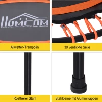 HOMCOM Trampoline voor kinderen en volwassenen, tuintrampoline, yoga, 100 kg draagvermogen, staal, zwart, Ø 101,6 x 25 H cm(m-7)