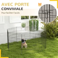 PawHut Lot de 2 parcs enclos modulables pour chiens lapins rongeurs clôture pour petits animaux pliant 1 porte 8 panneaux(m-7)
